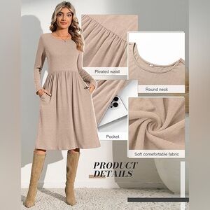 Riyiper Ladies Knee Length Swing Dress with Pockets‎ size M